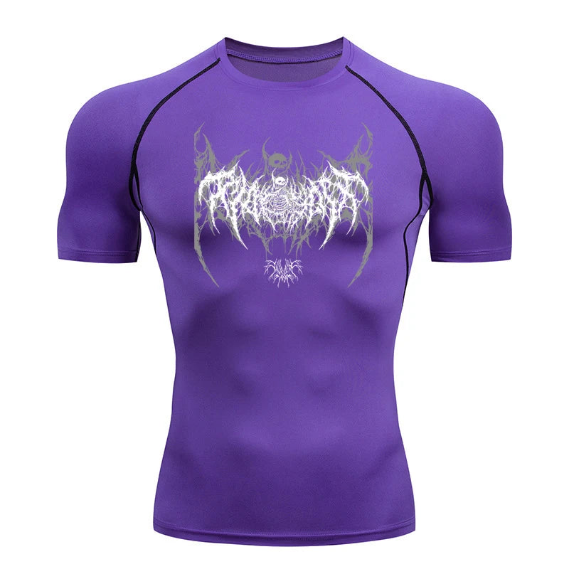 Short Sleeve Revena™ "Fallen Cherub" Pattern Elastic Compression Shirt
