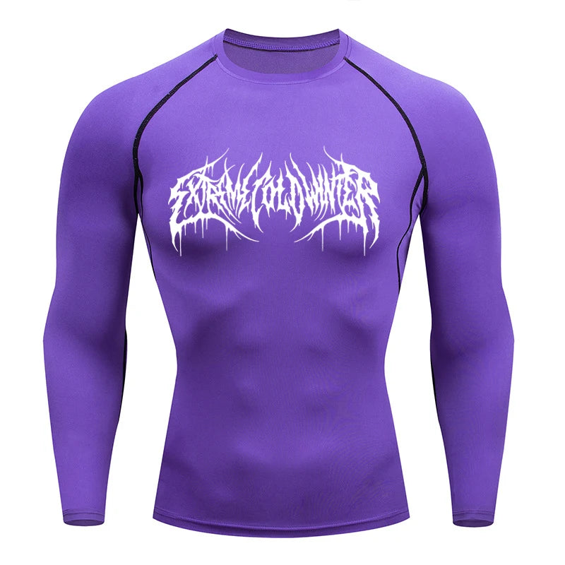 Long Sleeve Revena™ "Extreme Cold Winter" Pattern Elastic Compression Shirt