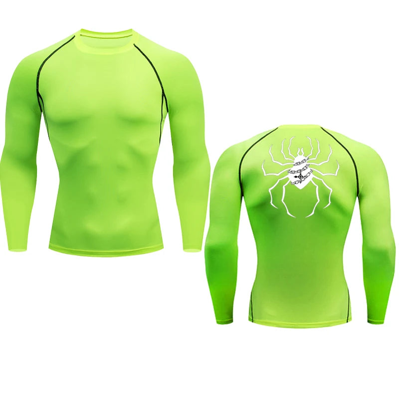 Long Sleeve Revena™ "Troupe" Pattern Elastic Compression Shirt