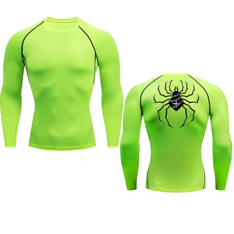 Long Sleeve Revena™ "Troupe" Pattern Elastic Compression Shirt