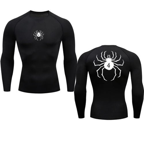Long Sleeve Revena™ "Troupe" Pattern Elastic Compression Shirt V2