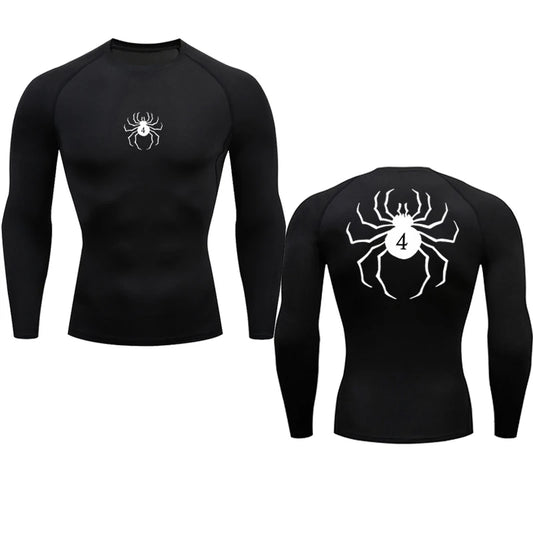 Long Sleeve Revena™ "Troupe" Pattern Elastic Compression Shirt V2