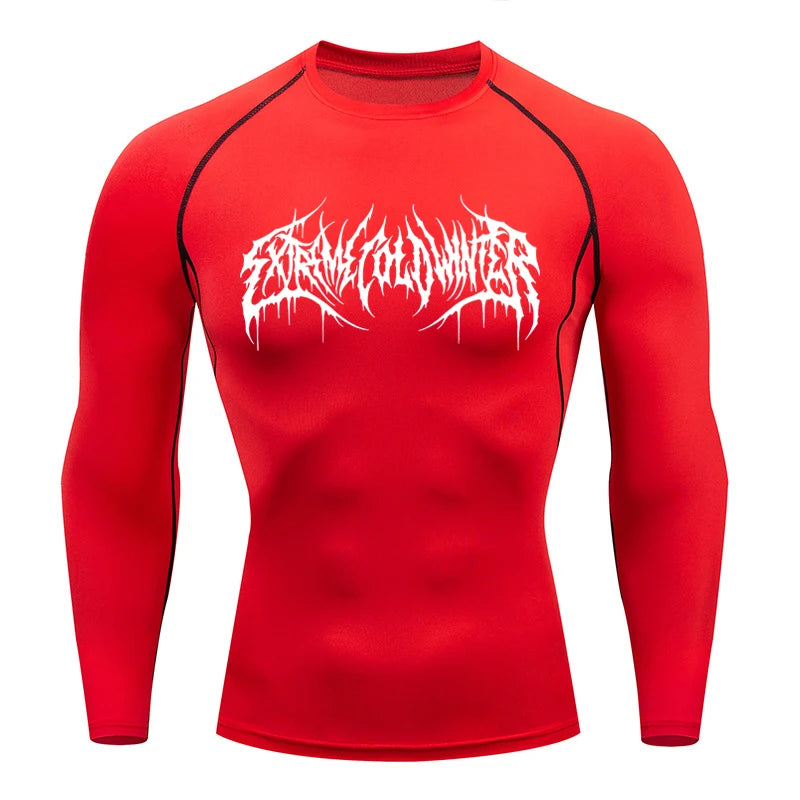 Long Sleeve Revena™ "Extreme Cold Winter" Pattern Elastic Compression Shirt