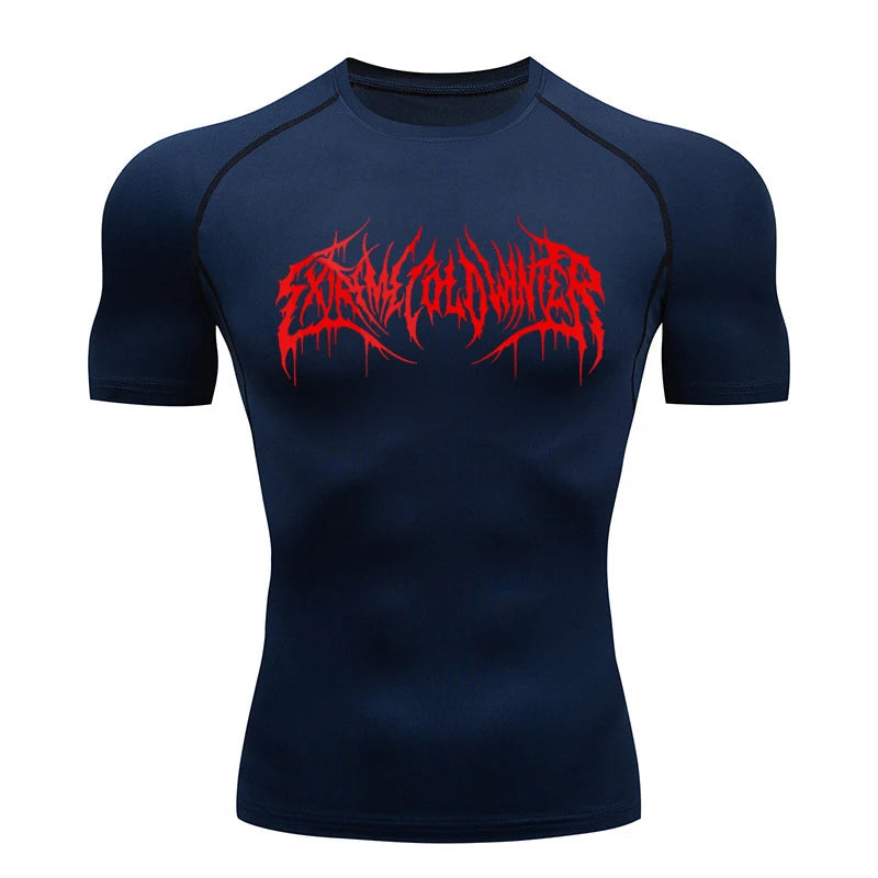 Short Sleeve Revena™ "Extreme Cold Winter" Pattern Elastic Compression Shirt
