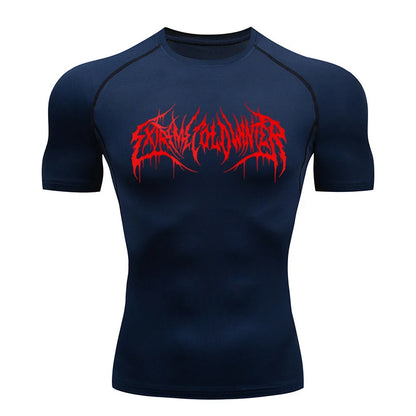 Short Sleeve Revena™ "Extreme Cold Winter" Pattern Elastic Compression Shirt