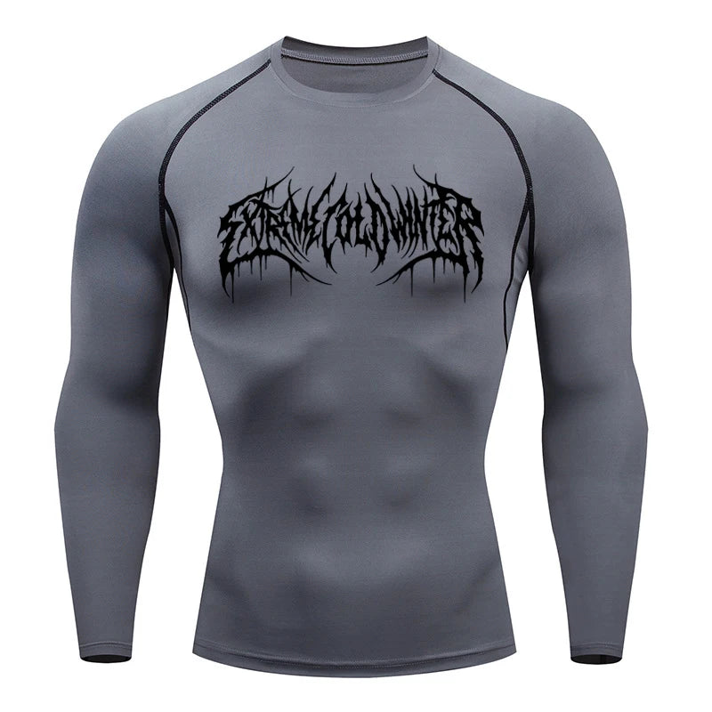 Long Sleeve Revena™ "Extreme Cold Winter" Pattern Elastic Compression Shirt