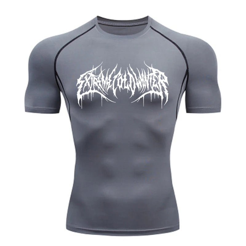 Short Sleeve Revena™ "Extreme Cold Winter" Pattern Elastic Compression Shirt