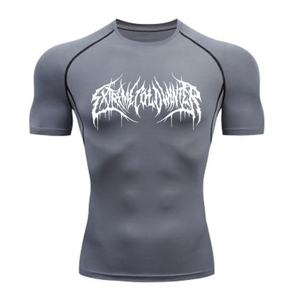 Short Sleeve Revena™ "Extreme Cold Winter" Pattern Elastic Compression Shirt