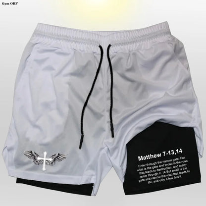Pro Layer Revena™ “Matthew 7-13,14” 2-in-1 Performance Training Shorts