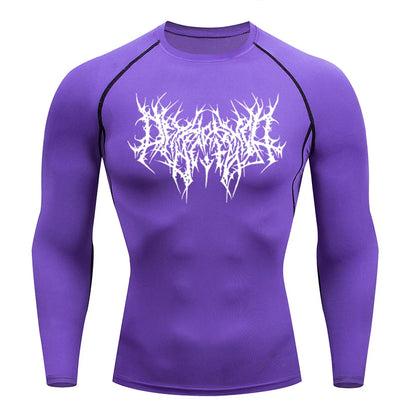 Long Sleeve Revena™ "Abstract Thorn" Pattern Elastic Compression Shirt (UNFINISHED)