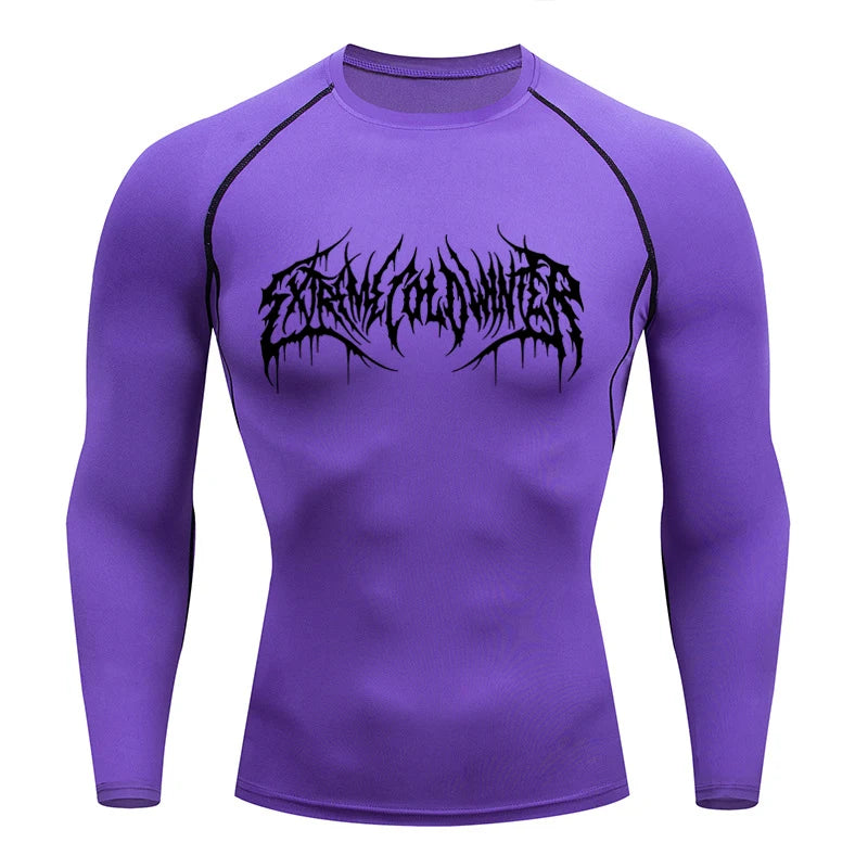 Long Sleeve Revena™ "Extreme Cold Winter" Pattern Elastic Compression Shirt