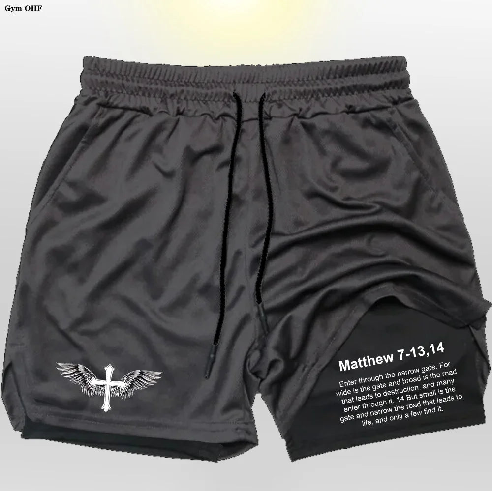 Pro Layer Revena™ “Matthew 7-13,14” 2-in-1 Performance Training Shorts