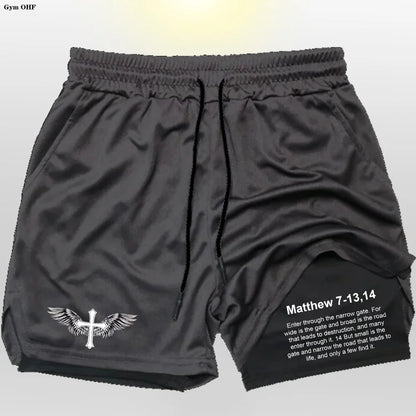 Pro Layer Revena™ “Matthew 7-13,14” 2-in-1 Performance Training Shorts