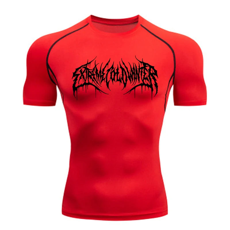 Short Sleeve Revena™ "Extreme Cold Winter" Pattern Elastic Compression Shirt