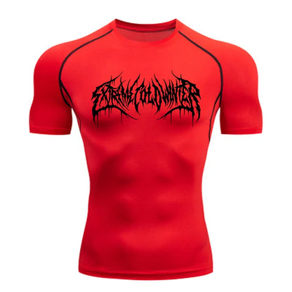 Short Sleeve Revena™ "Extreme Cold Winter" Pattern Elastic Compression Shirt