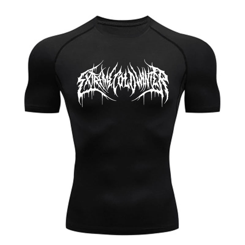 Short Sleeve Revena™ "Extreme Cold Winter" Pattern Elastic Compression Shirt