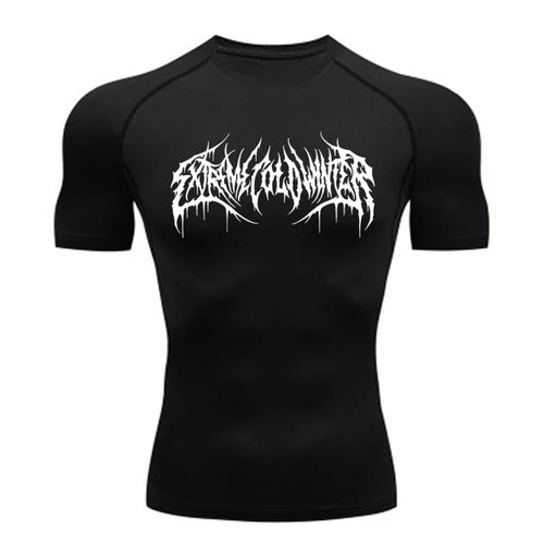 Short Sleeve Revena™ "Extreme Cold Winter" Pattern Elastic Compression Shirt