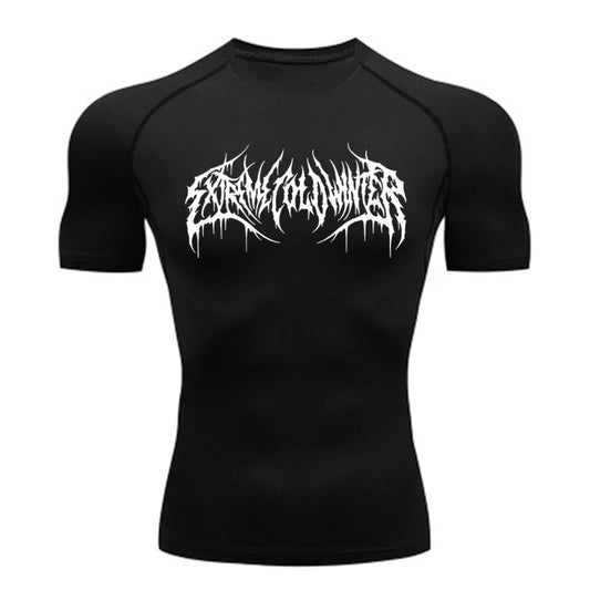Short Sleeve Revena™ "Extreme Cold Winter" Pattern Elastic Compression Shirt