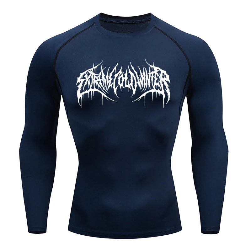 Long Sleeve Revena™ "Extreme Cold Winter" Pattern Elastic Compression Shirt
