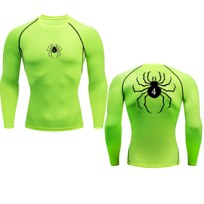 Long Sleeve Revena™ "Troupe" Pattern Elastic Compression Shirt V2