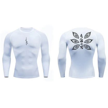 Long Sleeve Revena™ "Vision" Pattern Elastic Compression Shirt