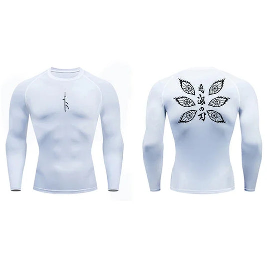 Long Sleeve Revena™ "Vision" Pattern Elastic Compression Shirt