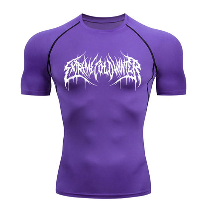Short Sleeve Revena™ "Extreme Cold Winter" Pattern Elastic Compression Shirt