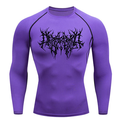 Long Sleeve Revena™ "Abstract Thorn" Pattern Elastic Compression Shirt (UNFINISHED)