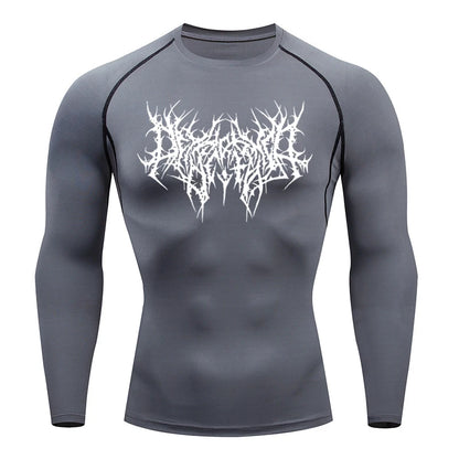 Long Sleeve Revena™ "Abstract Thorn" Pattern Elastic Compression Shirt (UNFINISHED)