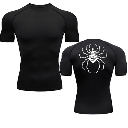 Short Sleeve Revena™ "Troupe" Pattern Elastic Compression Shirt