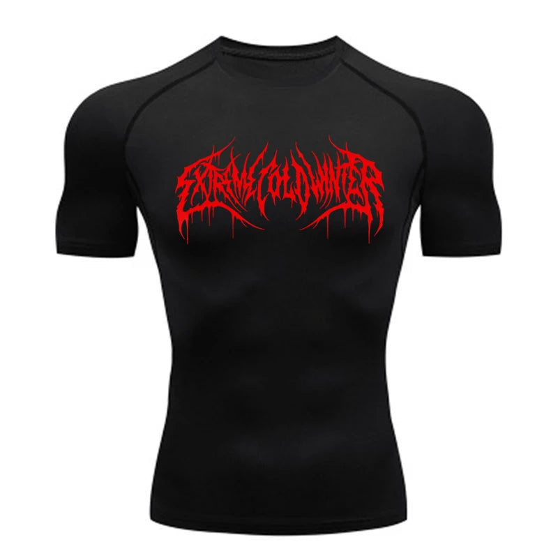 Short Sleeve Revena™ "Extreme Cold Winter" Pattern Elastic Compression Shirt