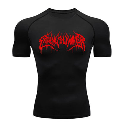 Short Sleeve Revena™ "Extreme Cold Winter" Pattern Elastic Compression Shirt