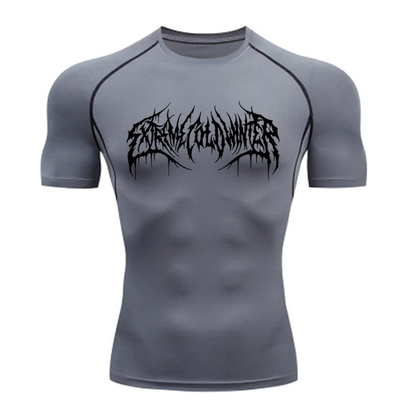 Short Sleeve Revena™ "Extreme Cold Winter" Pattern Elastic Compression Shirt