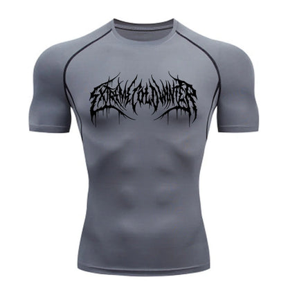 Short Sleeve Revena™ "Extreme Cold Winter" Pattern Elastic Compression Shirt