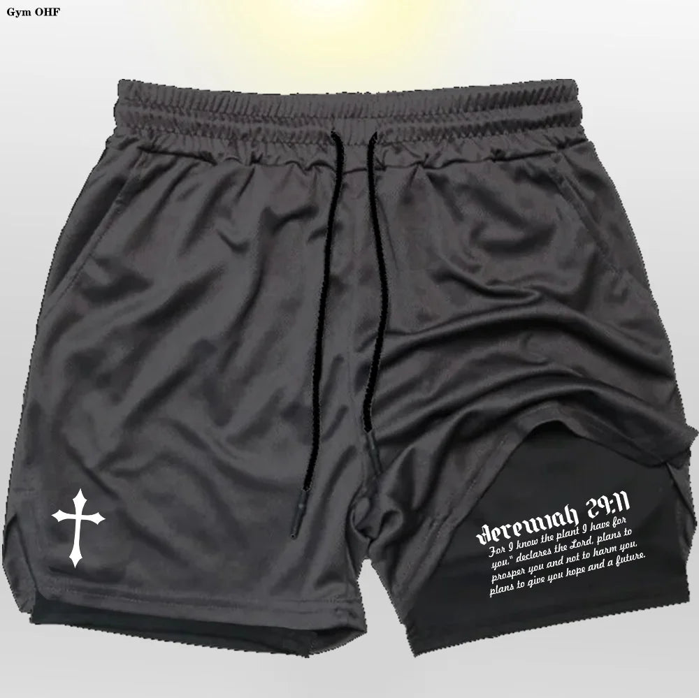 Pro Layer Revena™ “Jeremiah 29:11” 2-in-1 Performance Training Shorts