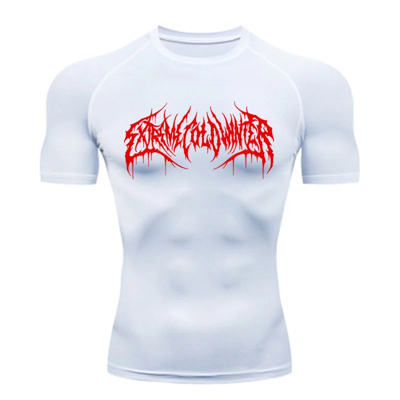 Short Sleeve Revena™ "Extreme Cold Winter" Pattern Elastic Compression Shirt