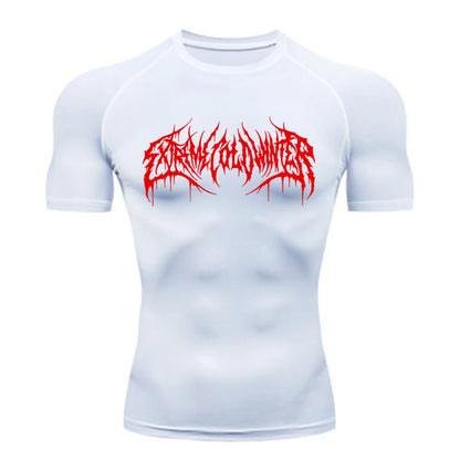 Short Sleeve Revena™ "Extreme Cold Winter" Pattern Elastic Compression Shirt