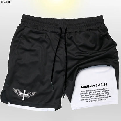 Pro Layer Revena™ “Matthew 7-13,14” 2-in-1 Performance Training Shorts