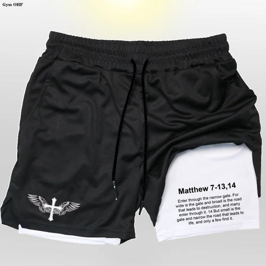 Pro Layer Revena™ “Matthew 7-13,14” 2-in-1 Performance Training Shorts