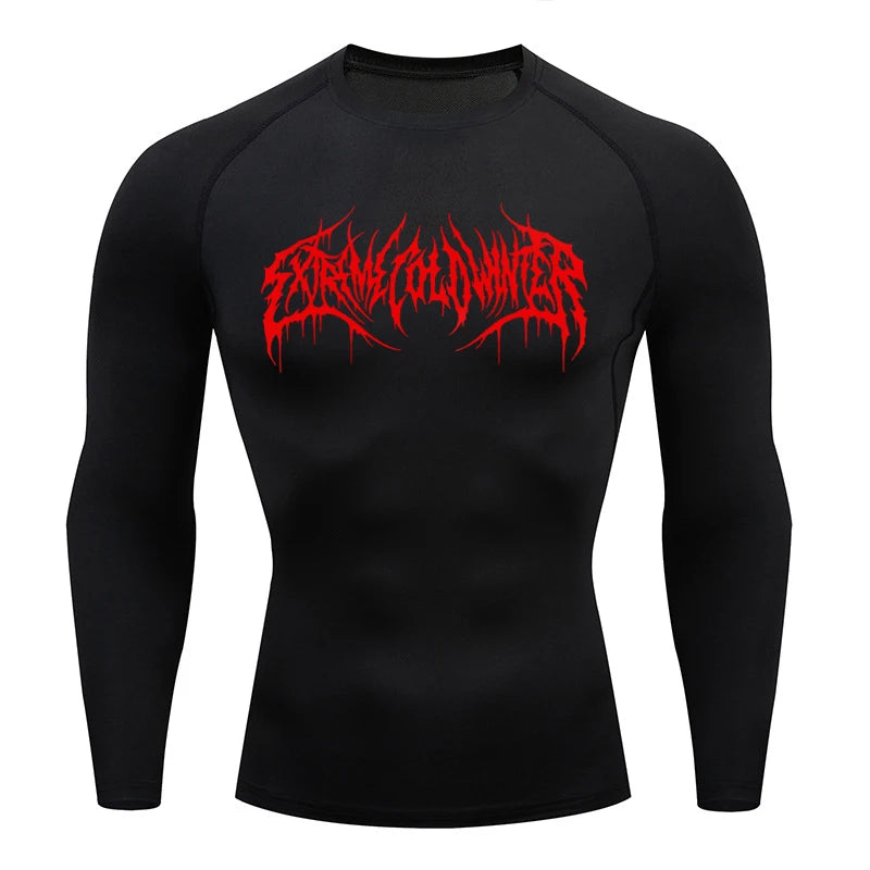 Long Sleeve Revena™ "Extreme Cold Winter" Pattern Elastic Compression Shirt