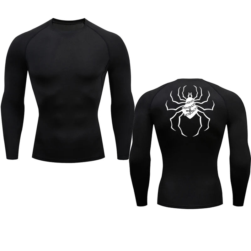 Long Sleeve Revena™ "Troupe" Pattern Elastic Compression Shirt