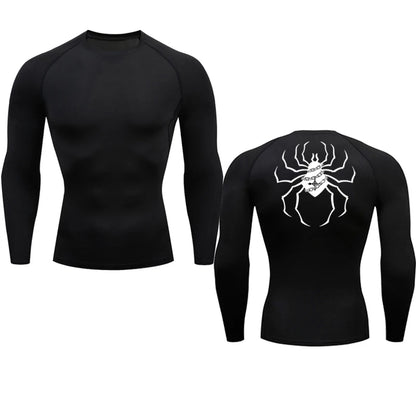 Long Sleeve Revena™ "Troupe" Pattern Elastic Compression Shirt