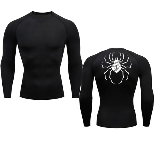 Long Sleeve Revena™ "Troupe" Pattern Elastic Compression Shirt