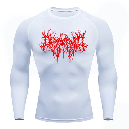 Long Sleeve Revena™ "Abstract Thorn" Pattern Elastic Compression Shirt (UNFINISHED)