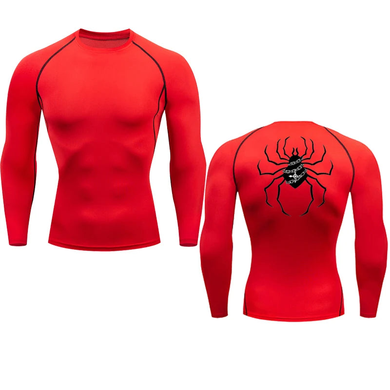 Long Sleeve Revena™ "Troupe" Pattern Elastic Compression Shirt