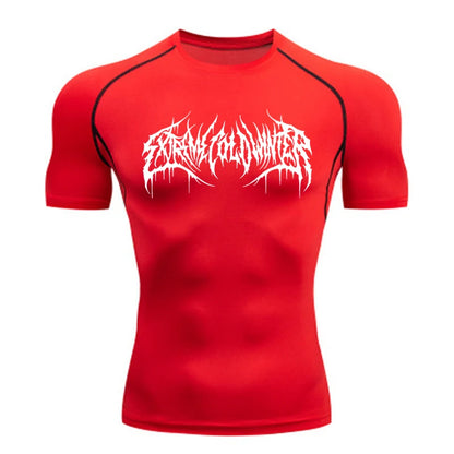 Short Sleeve Revena™ "Extreme Cold Winter" Pattern Elastic Compression Shirt