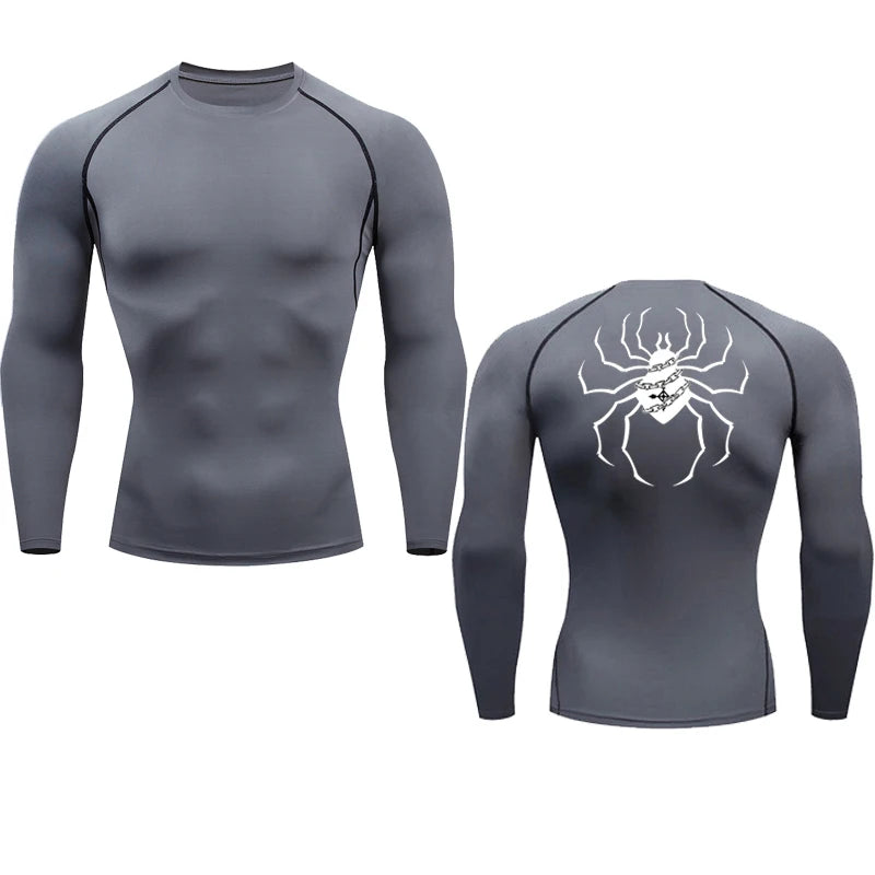 Long Sleeve Revena™ "Troupe" Pattern Elastic Compression Shirt