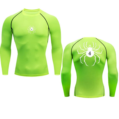 Long Sleeve Revena™ "Troupe" Pattern Elastic Compression Shirt V2