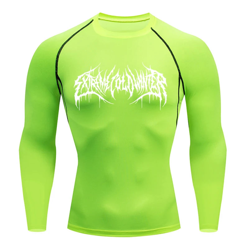 Long Sleeve Revena™ "Extreme Cold Winter" Pattern Elastic Compression Shirt