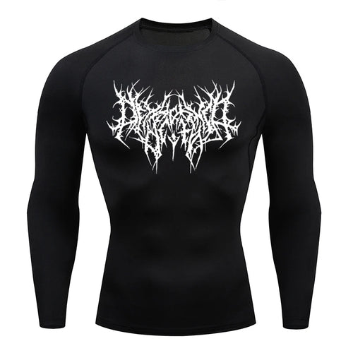 Long Sleeve Revena™ "Abstract Thorn" Pattern Elastic Compression Shirt (UNFINISHED)